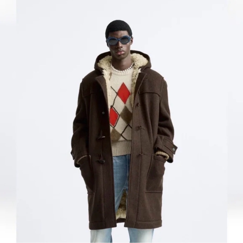 Harry Lambert x Zara Hooded Wool Coat - Brown - Picture 2 of 7